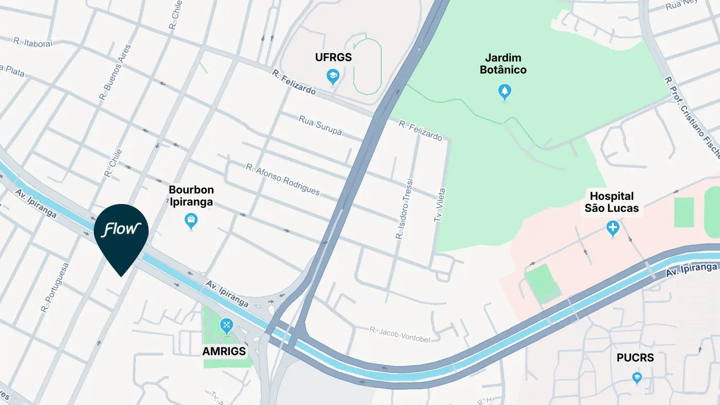 Mapa de localização do Flow Easy Living em Petrópolis, Porto Alegre
